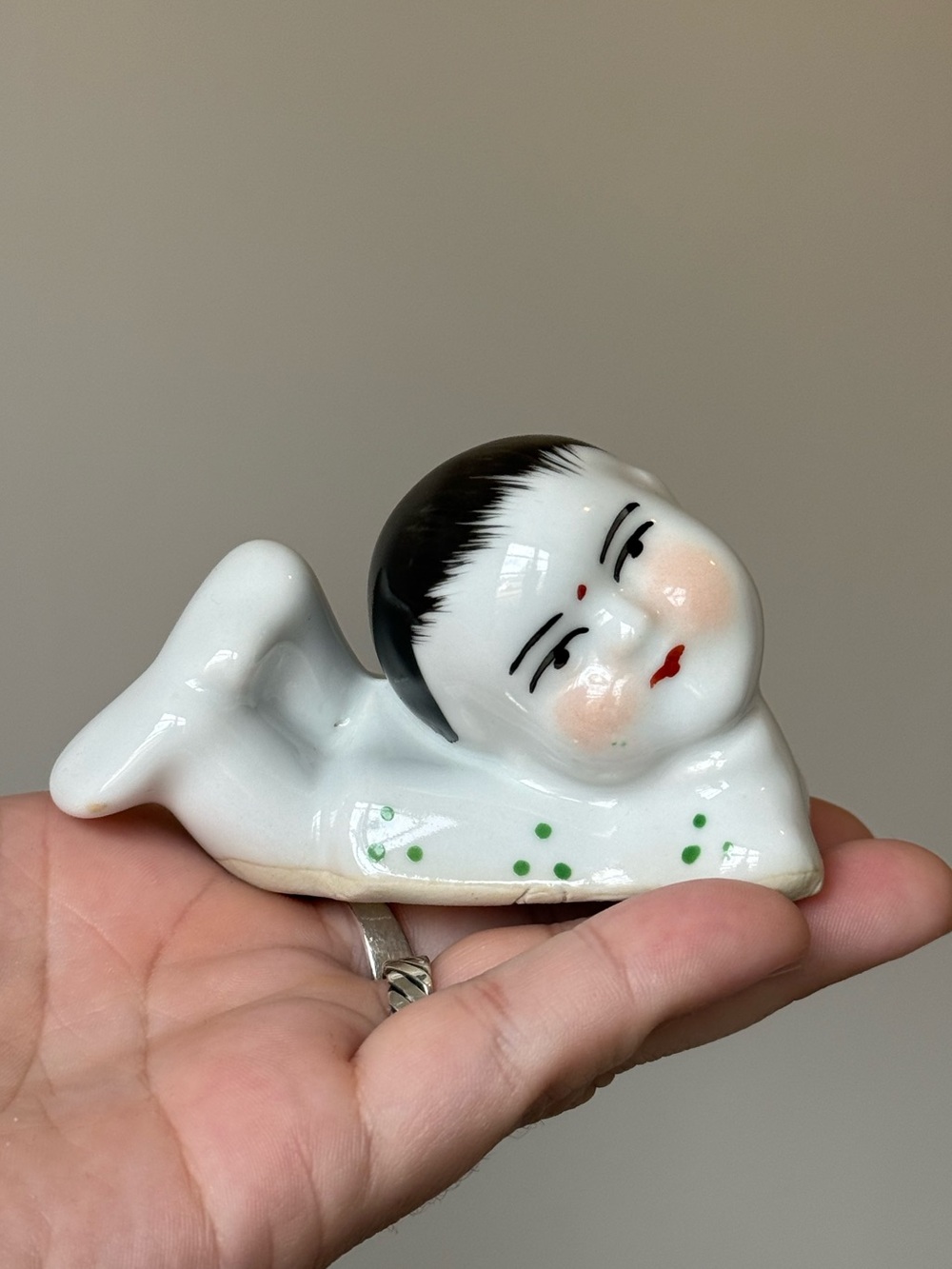 Ceramic Porcelain Tabletop Chopstick Holder Vintage Made in China Folk Figurine